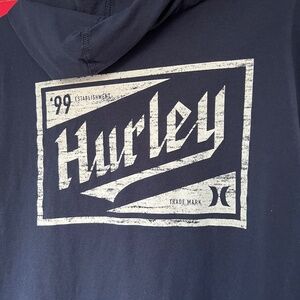 Hurley Men's Medium Pull Over Hoodie Navy Blue Warm Winter Long Sleeve